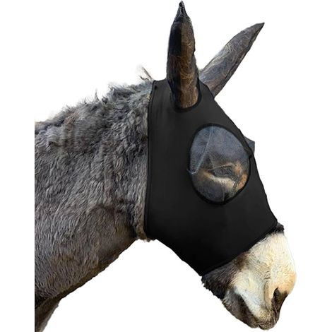 Full, Nero: Maschera in lycra per asini con rete su occhi e orecchie