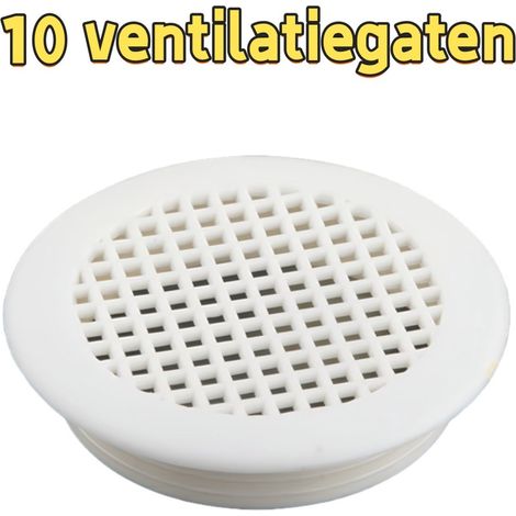 10 - Ventilatieopeningen - Meubelbeslag - Ronde, ademende, decoratieve hoes van multiplex - 53 mm kunststof ventilatieopeningen - Wit (1/5)