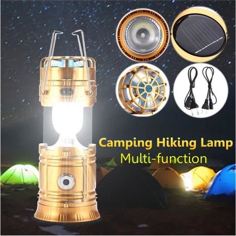 Lampe solaire de camping - Or - Rechargeable - 5W - 200-300lm - 100 000 heures de vie (1/4)