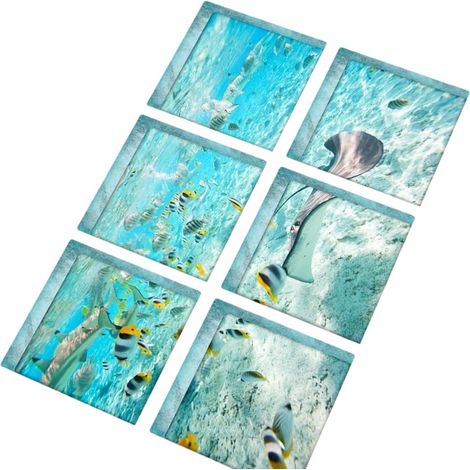 Adhesive Bath Tread - 3D Anti Slip Sticker - For Bathtub Shower Pool - Square PVC Decal - 6 Pieces - 15 X 15 Cm (1/5)