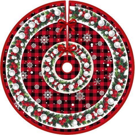 Jupe de sapin de Noël de 90 cm de diamètre, tabliers de fond pour sapin de Noël, décoration de sapin de Noël, décoration d'intérieur (Style 22) (1/5)