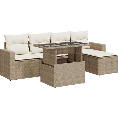 Maison Exclusive - Juego de sofás jardín con cojines 6 pzas ratán (1/5)