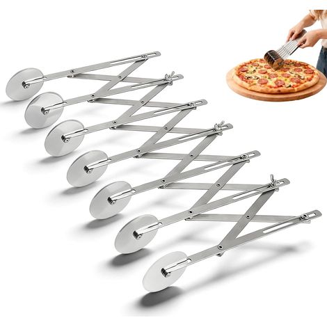 Coupe-pizza 7 roues, bacs de cuisine réglables, coupe-pizza, diviseur de pâte multi-ronds, gain de temps, diviseur de gâteau, coupe-pâte pour pizza, gâteau, crêpes, gaufres, biscuits à la pâte (1/5)