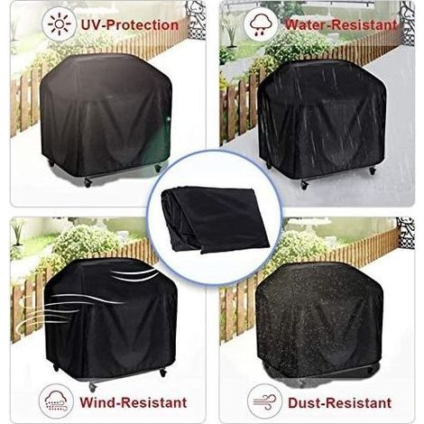 Housse Barbecue, Barbecue Anti-UV Imperméable Barbecue Couverture 210D Oxford Housse Bâche de Protection BBQ Couverture de Gril - 170 61 117cm, Noir (1/4)