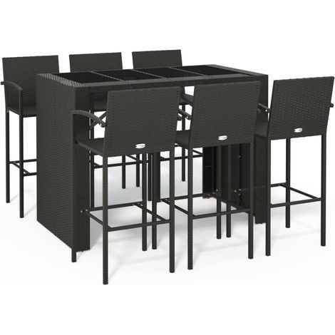 Maison Exclusive - Set da Bar da Giardino 7 pz Nero in Polyrattan (1/5)