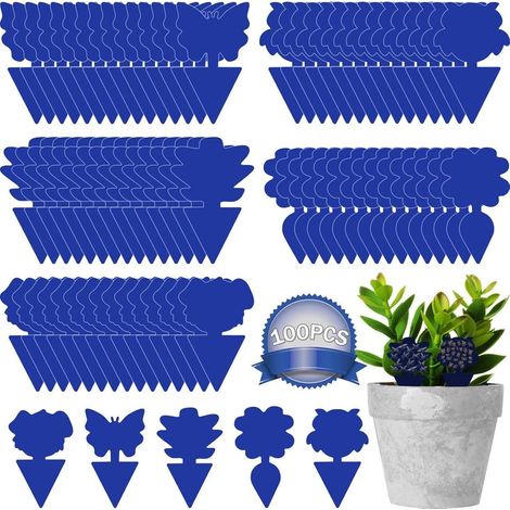 100 Pièges Collants Anti-Moucherons Bleus pour Plantes d'Intérieur (1/5)