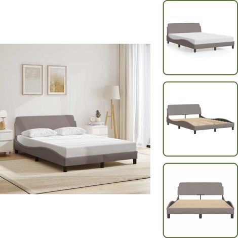 Bettgestell ohne Matratze Taupe 120x200 cm Stoff - Bettestel - Doppelbett - Lattenrost - Kopfteil - Schlafzimmermöbel (1/5)