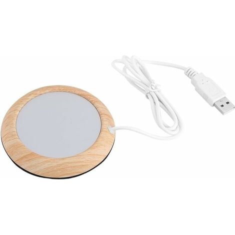 Bardusch-USB Isolation Coasters Creative Grain Tasse Chaleur Boisson Tasse Mat Réchauffeur Bureau Thé Lait Café Feutre Chauffe Pad Coaster(Grain en Bois) (1/5)
