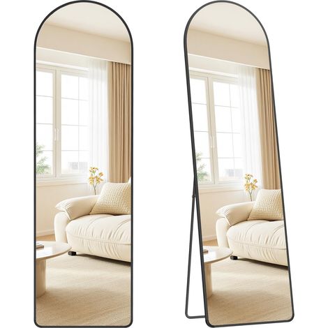 SONGMICS Specchio a Figura Intera, 150 x 40 cm, Specchio da Terra ad Arco con Supporto, Cornice in Lega di Alluminio, Vetro Temperato, Camera da Letto Soggiorno, Nero Inchiostro LFM055BD01 (1/5)