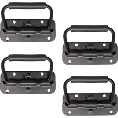 Maniglia pieghevole a molla in acciaio inossidabile da 4 pezzi, maniglia da 100 mm per porte pieghevoli, maniglia pieghevole per casse, maniglia per scatole con maniglia per cassetta degli attrezzi, p (1/4)