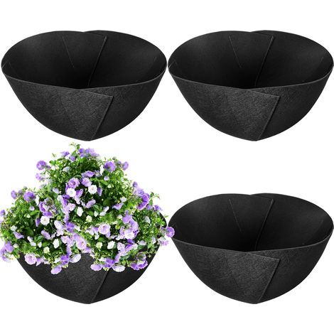 6-teiliges Set: 12 cm große Stoff-Topfeinsätze, Filz-Topfmatten und Fasereinsätze. Geeignet für Hängeampeln und zum Anpflanzen von Blumen und Gemüse. (1/5)