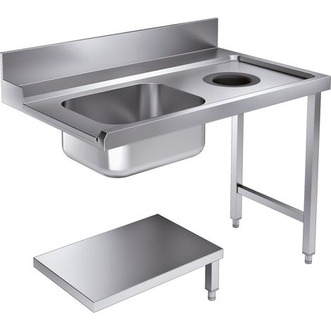 Table d'Entrée Avec  Etagère et Trou vide Déchets 1200 Droite Pour7280.0045-0046 - Combisteel