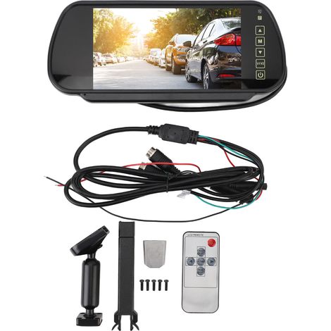 GARRYFIZH Miroir Écran Recul 7" 12‑40V, Grand Angle, pour Poids Lourds/Camping-Car (1/5)