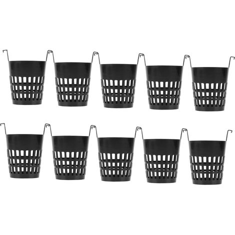 Filiyano-Lot de 10 crochets pour panier de plantation hydroponique, panier de culture pour plantes en PP noir, pulvérisateur autopropulsé (1/5)