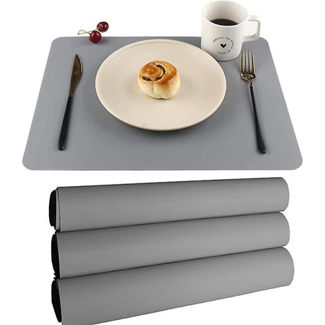 Set de 4 dessous de plat en silicone imperméable, résistants à la chaleur, tapis de table réutilisables, anti-dérapants, pour protection de surface, coloris assortis, usage quotidien (1/5)