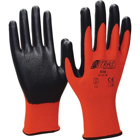 Guanti in schiuma di nitrile taglia 11 nylon rosso/nero con schiuma di nitrile EN 388 PSA II NITRAS (Per 12)