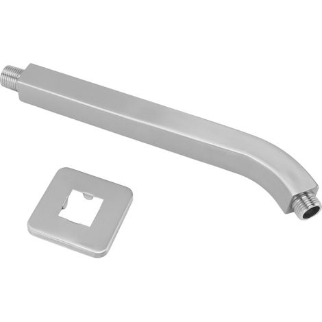 Bras de douche carré en laiton mural anti-rouille 25cm rallonge pour salle de bain brossé (1/5)