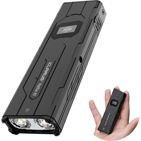 Lampe torche tactique ultra-fine, 3000 lumens, compacte et puissante, avec double interrupteur, écran OLED et étanchéité IPX6. Idéale pour l'extérieur, les missions (1/5)