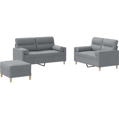 Ensemble de Canapé  Sofas 3 pcs coussins gris clair tissu (1/5)