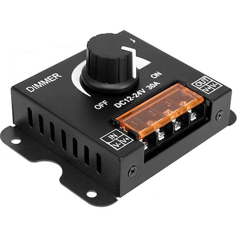 Variateur LED - DC12V/24V PWM LED Bande lumineuse Variateur  Régulateur de luminosité avec bouton rotatif pour bandes unies, boîtier en métal (1/5)