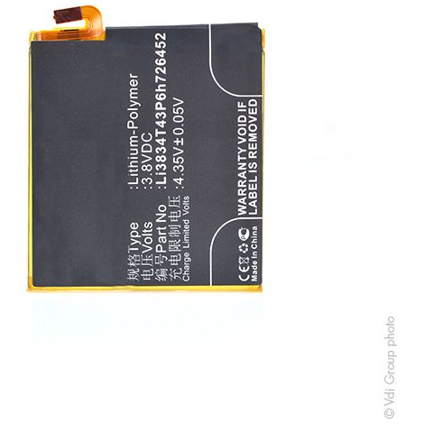 NX - Batterie téléphone, smartphone, GSM pour ZTE 3.8V 3400mAh - LI3834T43P6H726452 (1/4)