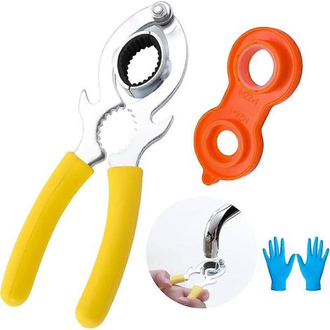 3-teiliges Werkzeugset zum Entfernen von Strahlreglern an Wasserhähnen, inklusive Handschuhen, für Küchen- und Badezimmerarmaturen. (1/5)