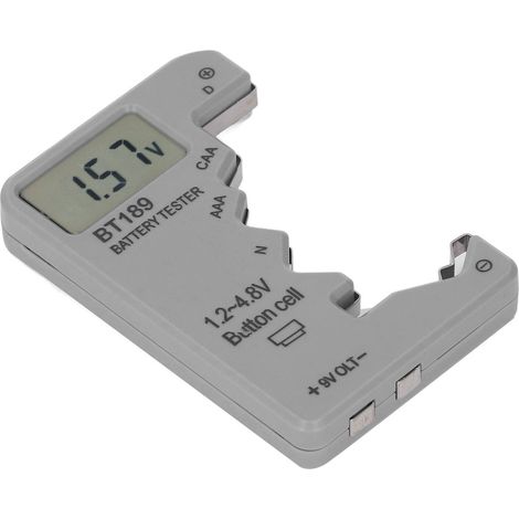 Testeur de batterie numérique avec écran LCD en temps réel, gris, boîtier ABS universel, vérificateur de charge pour diagnostic pile (1/5)