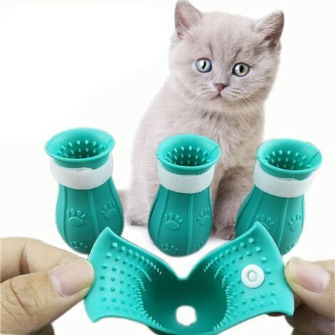 BUNTHAUS 4pcs Bottes Anti-Rayures Pour Pieds De Chat Chat Bottes Anti-Rayures Chaussures De Toilettage En Silicone Protecteur De Patte Pour Le Bain Chaussures (1/5)