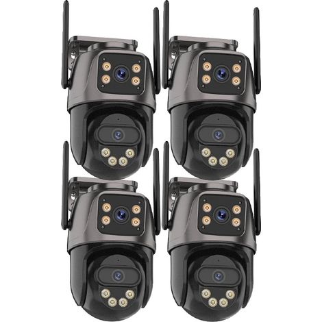 Caméra IP, Résolution 4K, Double Objectif, 4PCS Ajouter 64G Carte, Prise UE (1/2)