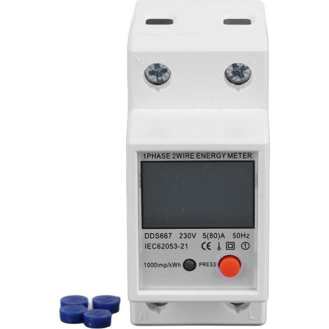 Compteur d'énergie monophasé multifonction 200-250V avec écran LCD pour surveillance électrique et sécurité (1/5)