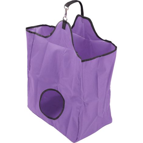 Sac à foin portable grande capacité pour chevaux, en tissu Oxford 600D imperméable, à distribution lente, violet. (1/5)