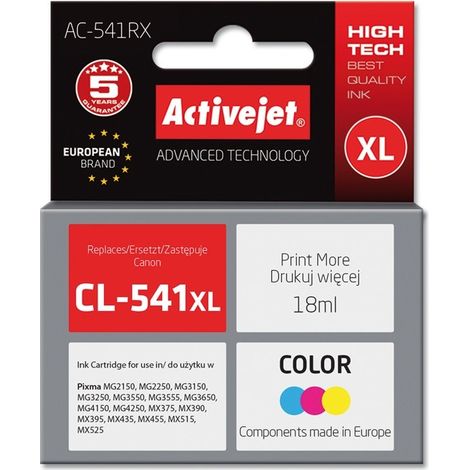 Encre ActiveJet pour imprimante Canon CL-541XL (référence AC-541RX) (1/2)