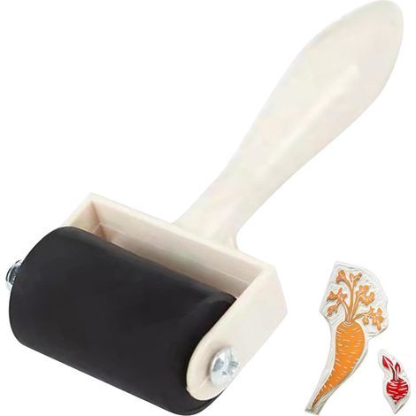 Rouleau Colle - Rouleau Papier Peint Manche Bois Pinceau et Applicateur d'encre pour Scrapbooking, Impression, Papier et Création (1/5)