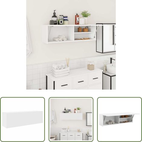 Rangement salle de bain - Armoire murale de bain blanc 100x25x30 cm bois d'ingénierie (1/5)