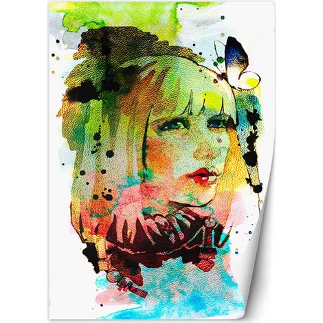 Fototapete Bunt Frau Porträt Aquarell 100x140 cm (1/5)