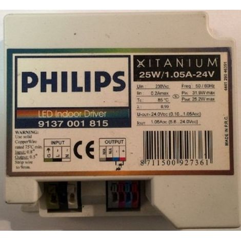 Philips 9137001815 - LED Indoor Driver 25W/1.05A-24V Philips Xitanium