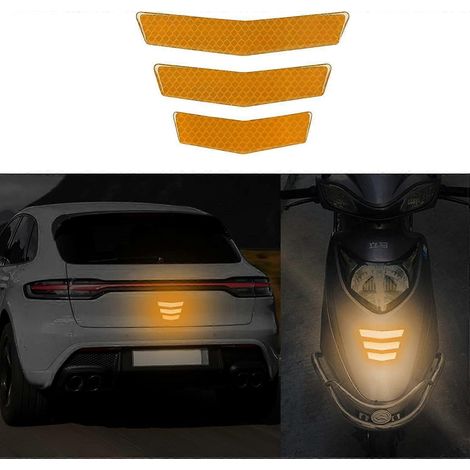 Autocollants réfléchissants universels pour voiture, autocollants super réfléchissants pour hayon arrière, bandes anti-collision, autocollants de pare-chocs, autocollants d'avertissement (jaune, 6 piè (1/5)