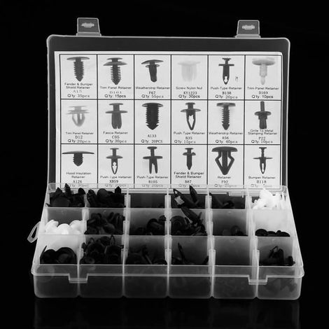 qinqimall© Lot de 415 Clips Agrafes Plastiques Voiture Rivets Fixation Panneaux De Portes Pare-chocs Universel Pour Auto Ford (1/4)