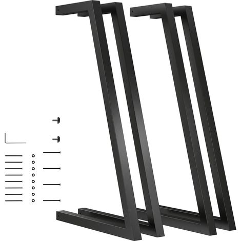 Ensemble de 4 pieds de table carrés de style industriel pour meubles, avec pieds réglables, 43 x 3 x 72 cm, noir. (1/5)