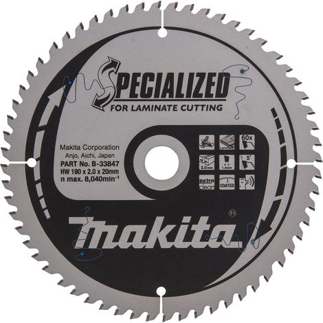 MAKITA B-33847 Specialized TCT for wood 190mm x 20mm x 60T