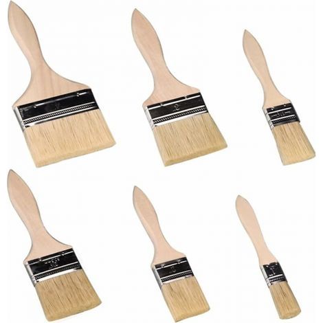 Pinceaux Peinture Mur,Pinceau Plat, Pinceaux 6 Pièces, Pinceaux Professionnels Manche en Bois Peinture Brosses Pinceaux de Poils Naturels Adapté Aux Murs, Aux Meubles, Aux Volets (1/5)