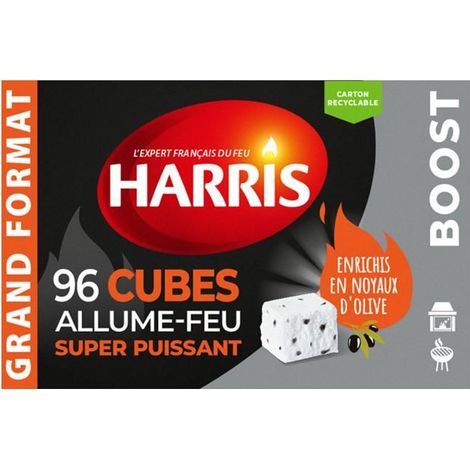 Allume-feu - Super puissant - Sans odeur - Cheminée et barbecue - 96 cubes - Harris