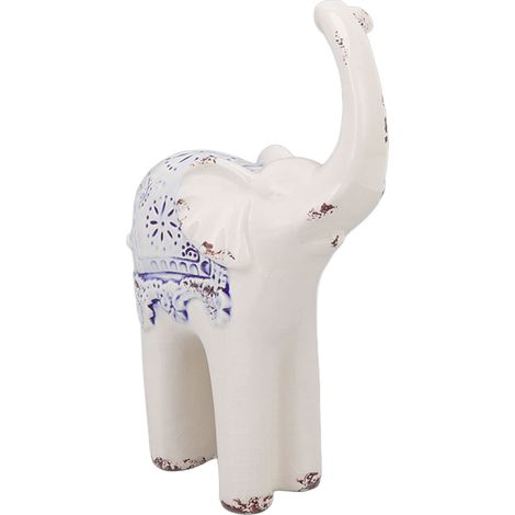 Décoration en céramique éléphant, sculpture d'éléphant ronde et lisse en porcelaine exquise, idéale pour la maison ou le bureau. (1/5)