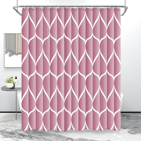 Rideau de douche mauve pâle, design imperméable et polyester, ourlet lesté, séchage rapide, pour salle de bain, 183 x 183 cm, durable et lavable avec 12 crochets en plastique (1/5)