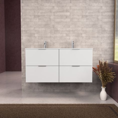 Inda - Mobile bagno L.120 con doppio lavabo opaco / Bianco opaco