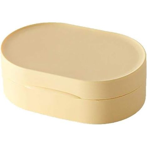 Porte-savon de voyage portable avec couvercle (jaune)