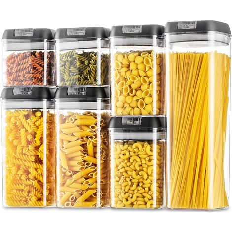 Kit 7 Contenedores Herméticos para Alimentos, Tarros para Pasta y Galletas