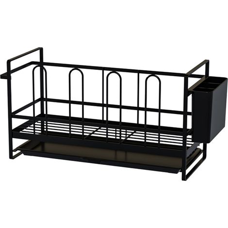 Porte-éponge, panier de rangement pour brosses de nettoyage d'évier de cuisine, noir