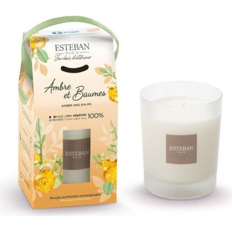 Esteban - Bougie parfumée Ambre et Baumes rechargeable 180g (1/2)
