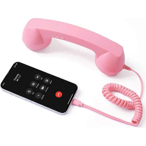 Retro-USB-C-Handgerät für iPhone & Android: Einfach anschließen und loslegen, strahlungsgeschützt für komfortable Anrufe im Retro-Stil Rosa (1/5)
